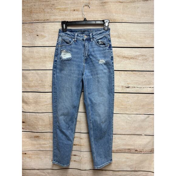 American Eagle Womens Mom Jeans Size 0 Regular Medium Wash Denim Straight - Picture 7 of 16